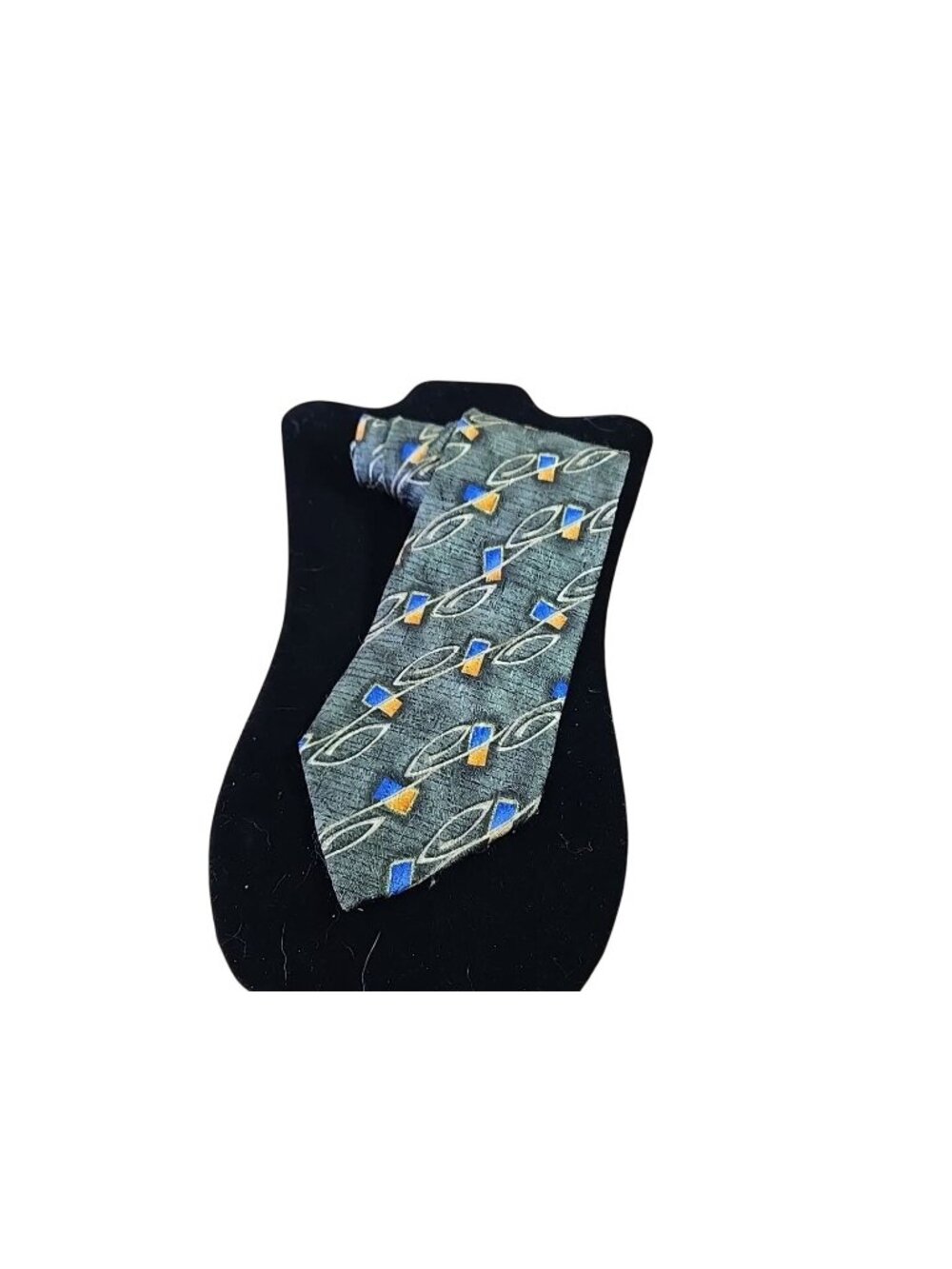 Villa Bolgheri Italia Geometric Silk Tie - Green With Blue & Orange Accents